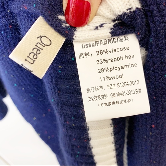 Queen Mulock Navy Striped Confetti Sweater Dress - Picture 7 of 8